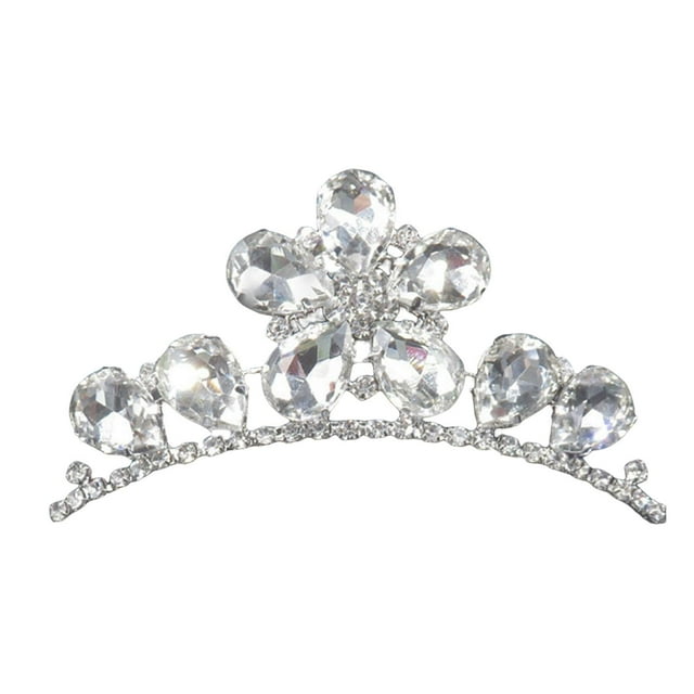 Tiara de novia con diamantes de imitación, corona, diadema, tiara de novia, corona para damas de honor de fiesta Blanco