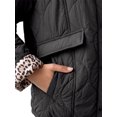 thumbnail image 5 of INSPIRE CHIC Women's Leopard Print Lined Puffer Jacket with Ribbed Crew Neck and Pockets Small Black, 5 of 6