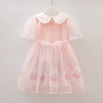 thumbnail image 4 of Vestido de malla de algodón para niñas, informal, de princesa Frozen y Elsa, con bolsa, novedad de verano 2024, vestido diario con mangas abullonadas para niños, 4 of 4