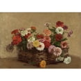 thumbnail image 2 of Victoria Fantin-Latour 18x14 Black Ornate Wood Framed Double Matted Museum Art Print Titled - Zinnias Basket (1888), 2 of 5
