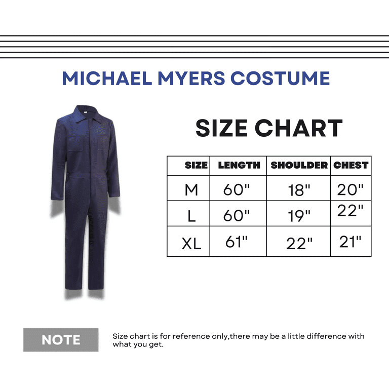 Festive Find Store Michael Myers Adult Halloween Jumpsuit Costume with Mask and Knife