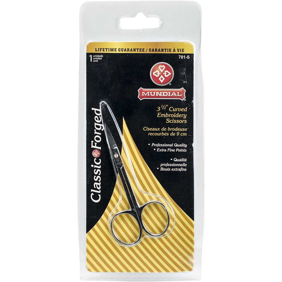 Mundial Classic Forged 3-1/2" Extra Fine Points Curved Embroidery Scissors 701-S 