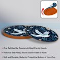 thumbnail image 4 of Peace Dove 6PCS Round Microfiber Leather Drink Coasters, 11x11 cm/4.3x4.3 in, Set of 6 Coasters for Table and Decoration, 4 of 6