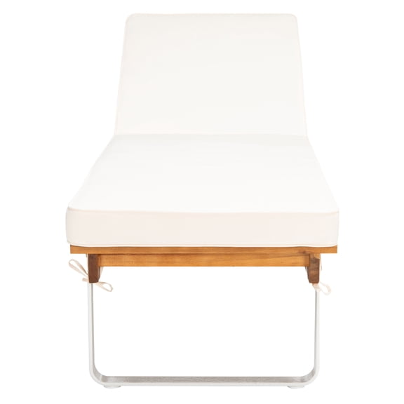 SAFAVIEH Nuca Outdoor Patio Sunlounger, Natural/White