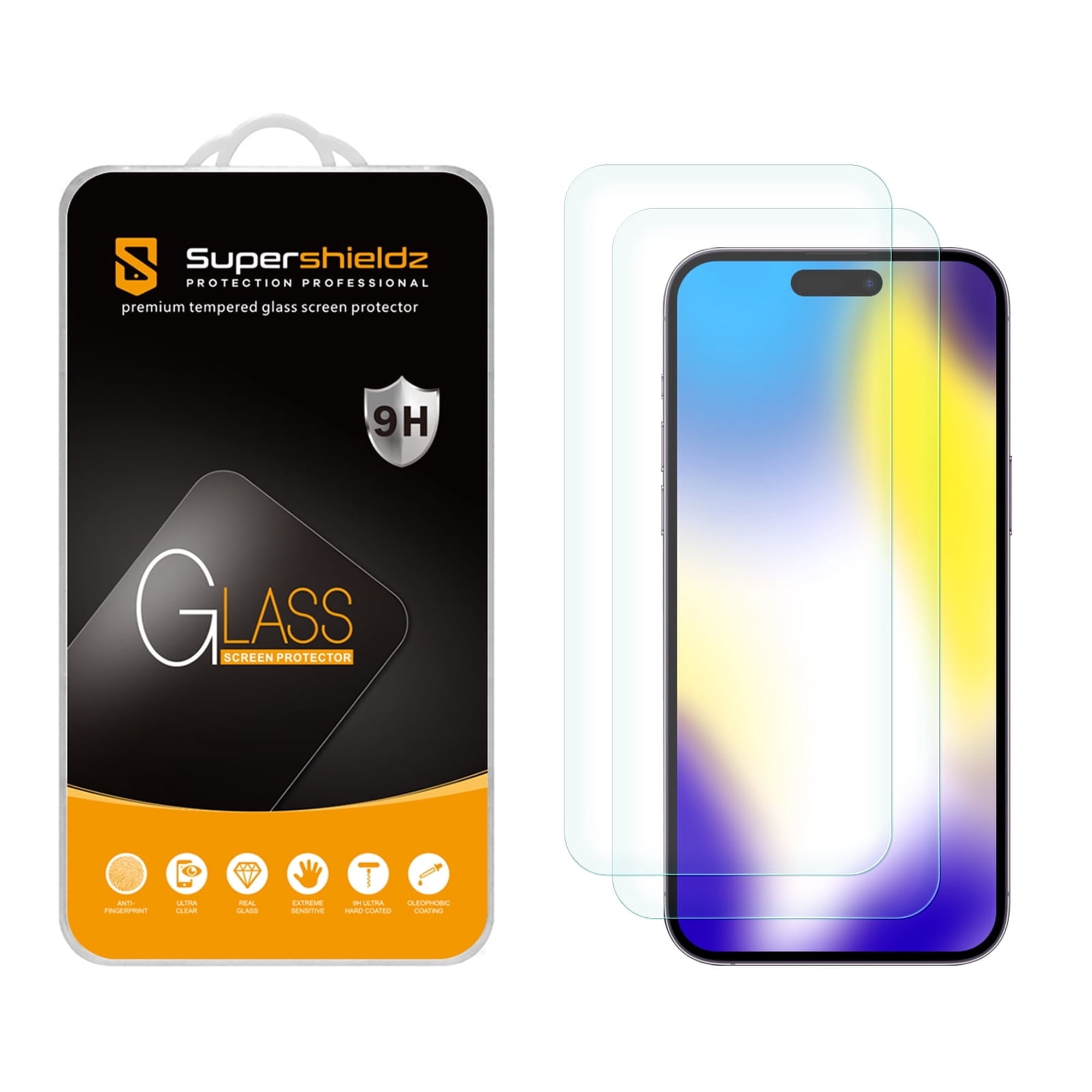 (2 Pack) Supershieldz Designed for iPhone 15 Pro Max (6.7 inch) Tempered Glass Screen Protector, Anti Scratch, Bubble Free