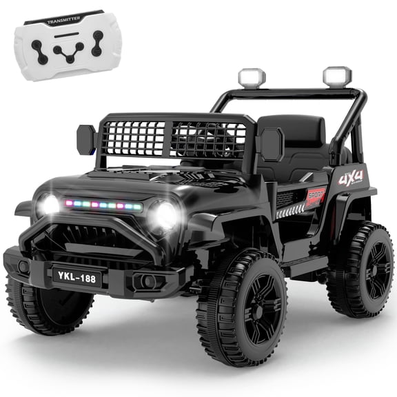 Xuanlur 12V Ride on Electric Truck Car for Kids, Kids Electric Vehicles w/Remote Control, Bluetooth Music, Horn, 3 Speeds, 3.5 Mph Max Speed, Soft Start, Ride on Car Toy for Toddler Kid (Black)
