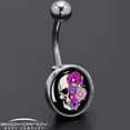 thumbnail image 7 of Floral Flowers Skull Belly Ring, 7 of 7
