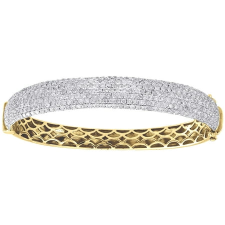 Jewelry For Less - Diamond Dome Bangle 10K Yellow Gold Ladies Round Cut ...