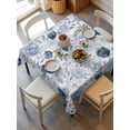 thumbnail image 6 of Blue Flowers Table Cloth, Watercolor Rustic Retro Floral Leaf Vines Waterproof Tablecloth for Square Tables, Reusable Washable Fabric Table Cover for Restaurant Kitchen Dining Tables 54"x54", 6 of 6