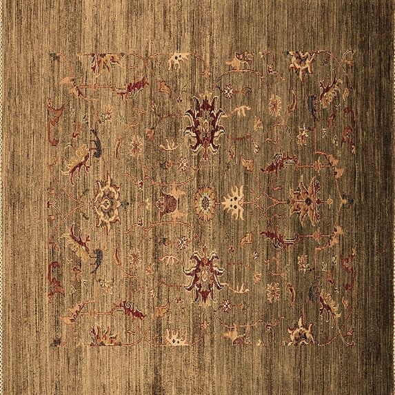 Ahgly Company Indoor Square Oriental Brown Industrial Area Rugs, 3' Square