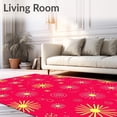 thumbnail image 2 of ODIKA 2'x3' Machine Washable Non-Slip Area Rug, Abstract Festive Swirl Design with Modern Holiday Starburst Accents High Traffic Rug with Pad, Red, 613700, 2 of 8