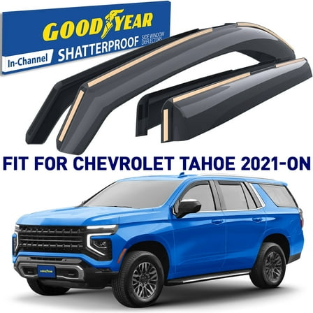 Goodyear Shatterproof in-Channel Window Deflectors for Chevy Tahoe/Cadillac Escalade/GMC Yukon 2021-2026, Rain Guards, Window Visors for Cars, Vent Deflector, Car Accessories, 4 pcs - GY008406