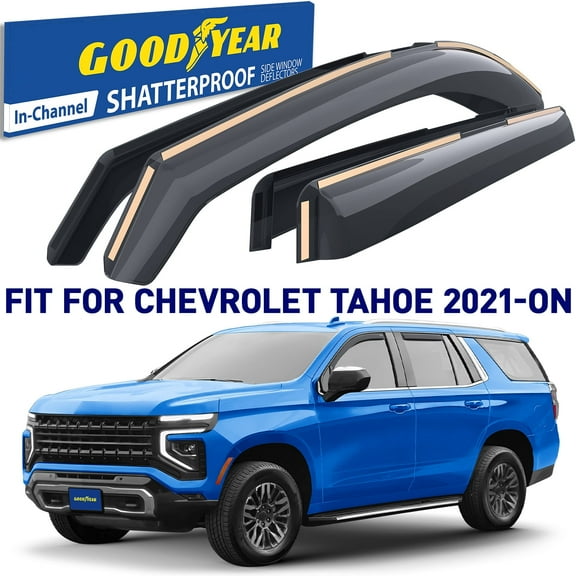 Goodyear Shatterproof in-Channel Window Deflectors for Chevy Tahoe/Cadillac Escalade/GMC Yukon 2021-2026, Rain Guards, Window Visors for Cars, Vent Deflector, Car Accessories, 4 pcs - GY008406