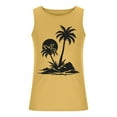 thumbnail image 4 of Dagegui Mens Palm Tree Print Tank Tops Casual Loose Beach Tank Top Big and Tall Workout Muscle Tanks Lightweight Summer Sport Tees Shirts Yellow 4XL, 4 of 5