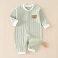 thumbnail image 2 of Curenmufel Newborn Boy Clothes Fall Infant Baby Boys Girls Season Jumpsuit Romper Playsuit Sweatshirt (Green,3-6 Months), 2 of 9