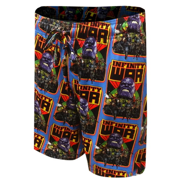 Mad Engine Mens Marvel Comics Infinity War Avengers and Thanos Lounge Shorts (Medium)