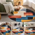 thumbnail image 5 of Round Rugs 3Ft, Color Block Retro Round Area Rug Washable Indoor Throw Carpet, Abstract Art Modern Small Non Slip Circle Rug for Bedroom Living Room Home Decor Aesthetic, 5 of 8