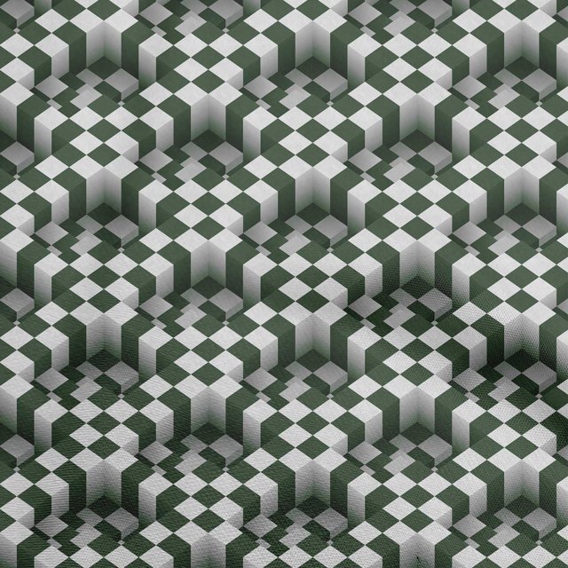 oneOone Silk Tabby Dark Green Fabric Geometrical Craft Projects Decor Fabric Printed By The Yard 42 Inch Wide