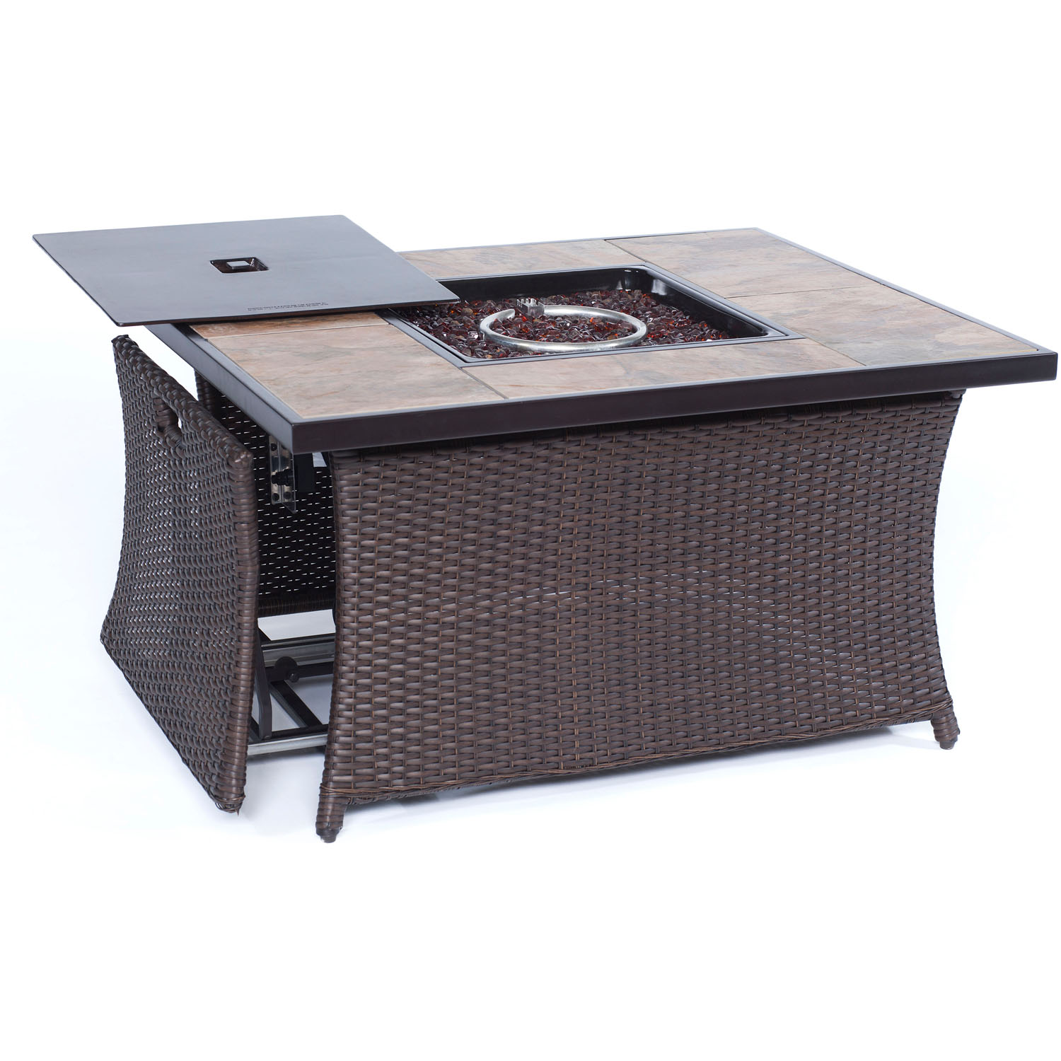Hanover Ventura 4-Piece Fire Pit Lounge Set with Faux-Stone Tile Top - image 5 of 11