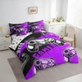 thumbnail image 4 of Feelyou 3D Gamepad Lover Bedding Comforter Set 7pcs for Teens, Video Gaming Gamer Queen Bedding Sets, Purple Cartoon Game Theme Reversible Queen Sheet Sets, Lightweight Room Decor, 4 of 9