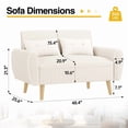 thumbnail image 5 of Sobaniilo 47" Small Modern Loveseat Sofa, Mid Century Linen Fabric 2-Seat Sofa Couch Tufted Love Seat with Back Cushions and Tapered Wood Legs for Living Room, Bedroom and Small Space (White), 5 of 7