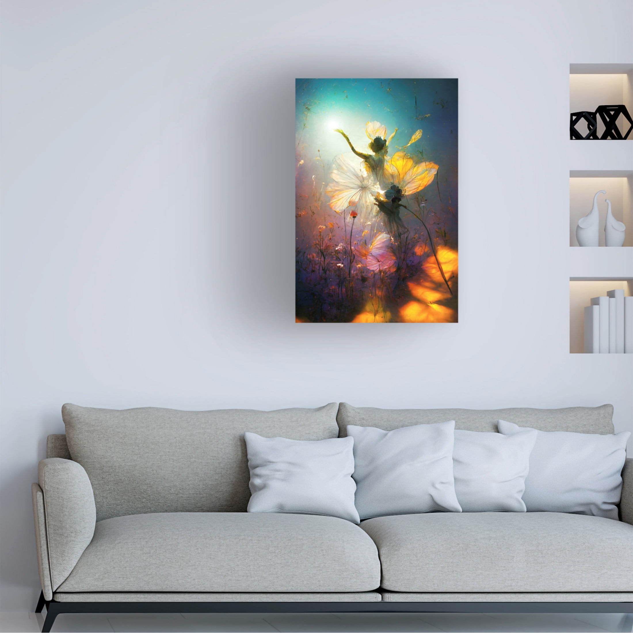 Canvas Wall Art - Ray Heere 'Flower Dance 4' Wall Art for Living Room, Bedroom, or Office Décor by Trademark Fine Art - 22 x 32 Inches