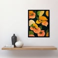 thumbnail image 2 of Modern Tropical Lake Flowers Orange Yellow Peach Cream Warm Colours on Dark Green Art Print Framed Poster Wall Decor 12x16 inch, 2 of 5