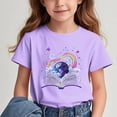 thumbnail image 2 of GreatBaby T-shirt Respirant pour Enfants avec Manches Courtes pour Garçons Filles Rentrée des Classes Saison Col Rond Manches Courtes Hauts Décontractés Polyvalents pour Extérieur (Violet4,12 Ans), 2 of 7