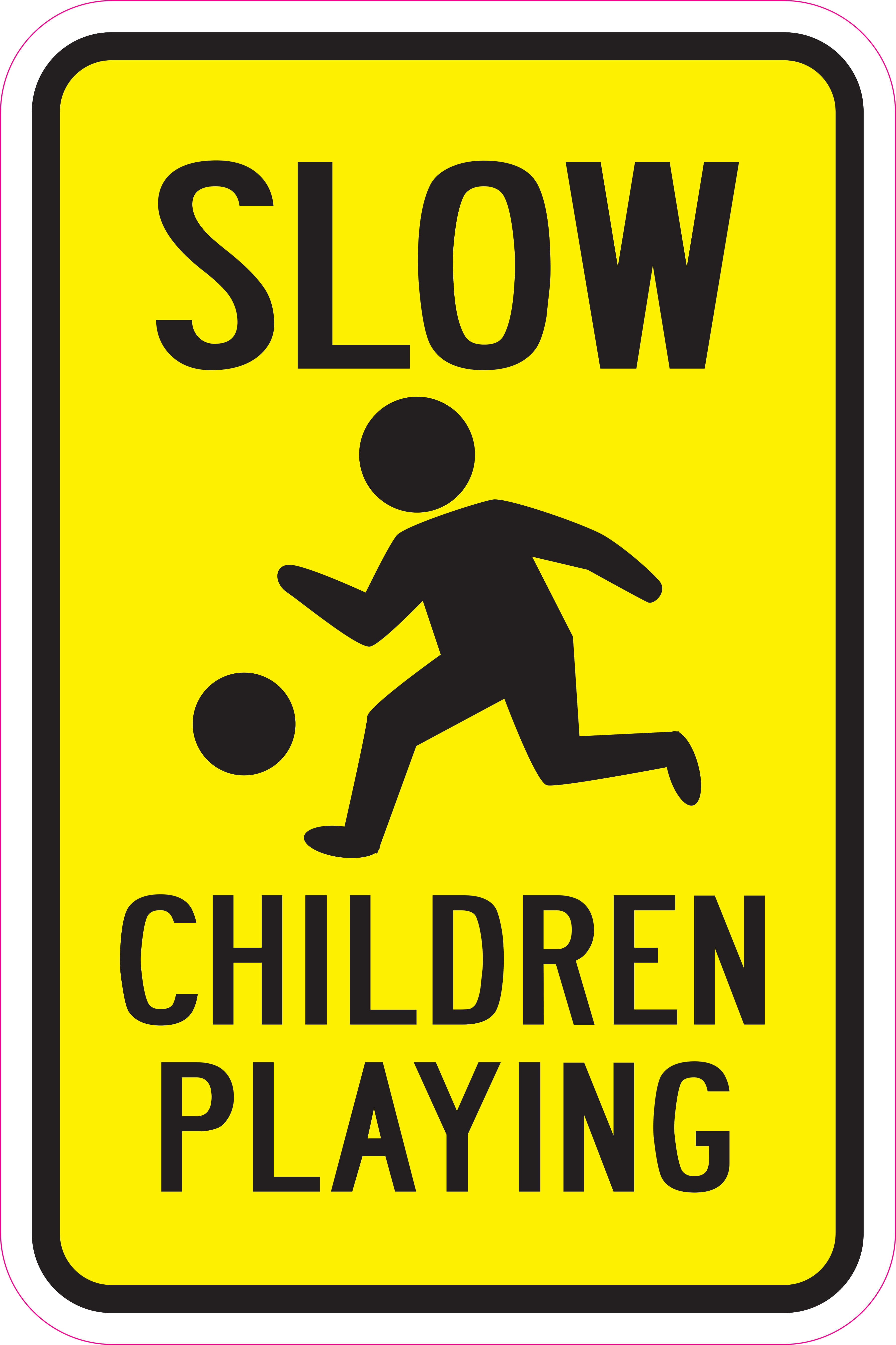 Hillman 840020 Black & Yellow Children At Play Sign 12" X 18"