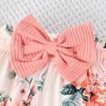 thumbnail image 6 of Emy Dola Baby Girl 4Pcs Clothes Set Newborn Infant Ruffle Ribbed Romper + Floral Pants + Headband + Hat Outfits for Girls, 6 of 11