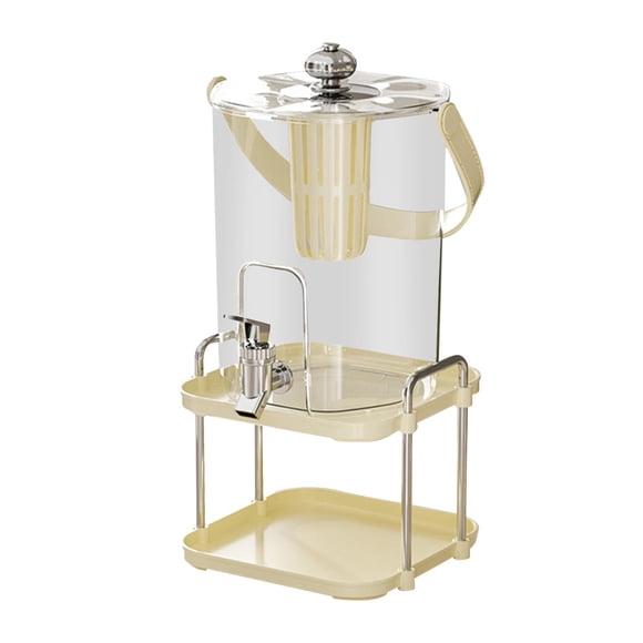 Tnarru Beverage Dispenser Drink Container with Stand Household Large Capacity Cold Brew Pot Bucket for Iced Juice Fruit Tea Lemonade White