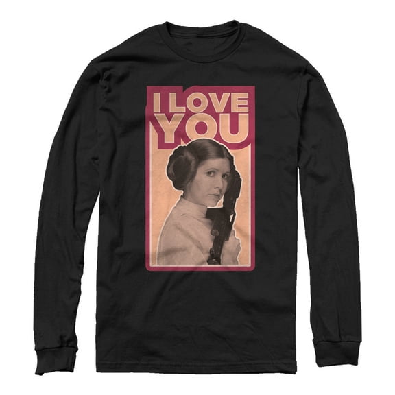Men's Star Wars Princess Leia Quote I Love You  Long Sleeve Shirt Black Medium
