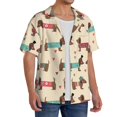 thumbnail image 2 of Daiia Dachshund Dog Puppy Men's Linen Shirts Short Sleeve Casual Shirts Button Down Shirt for Men Beach Summer Wedding Shirt-Large, 2 of 6
