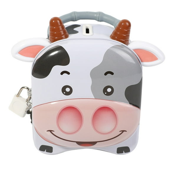 Lovely Milk Cow Saving Box Piggy Bank Tinplate Money Box Money Storage Tank