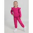 thumbnail image 5 of GYRATEDREAM Girls 2 Piece Outfit Cable Textured Ruffle Sweatshirt Jogger Pants Set, 18M-6T Kids Casual Tracksuit, 5 of 9