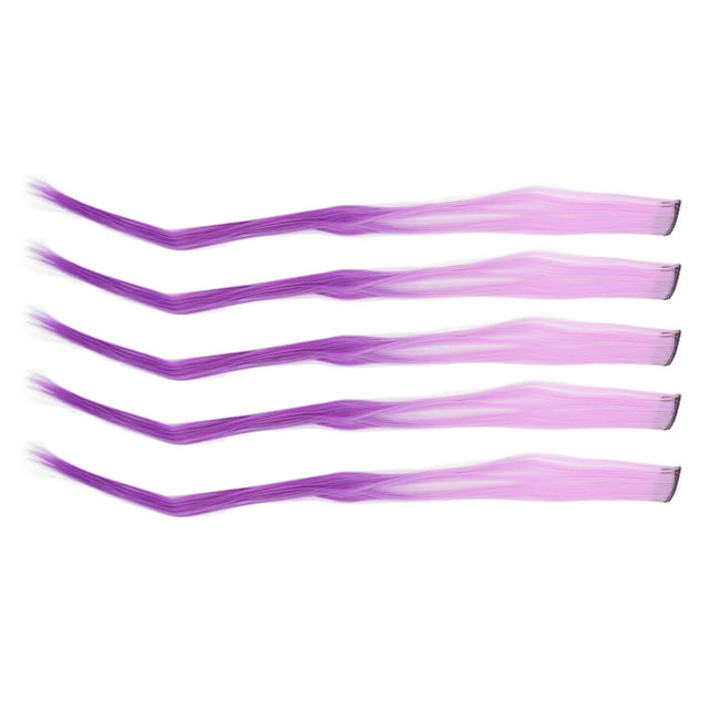 Highlights Hairpiece, Long 10pcs Colored Hairpiece Straight Fashionable For Girls For Cosplay Events Gradient Purple