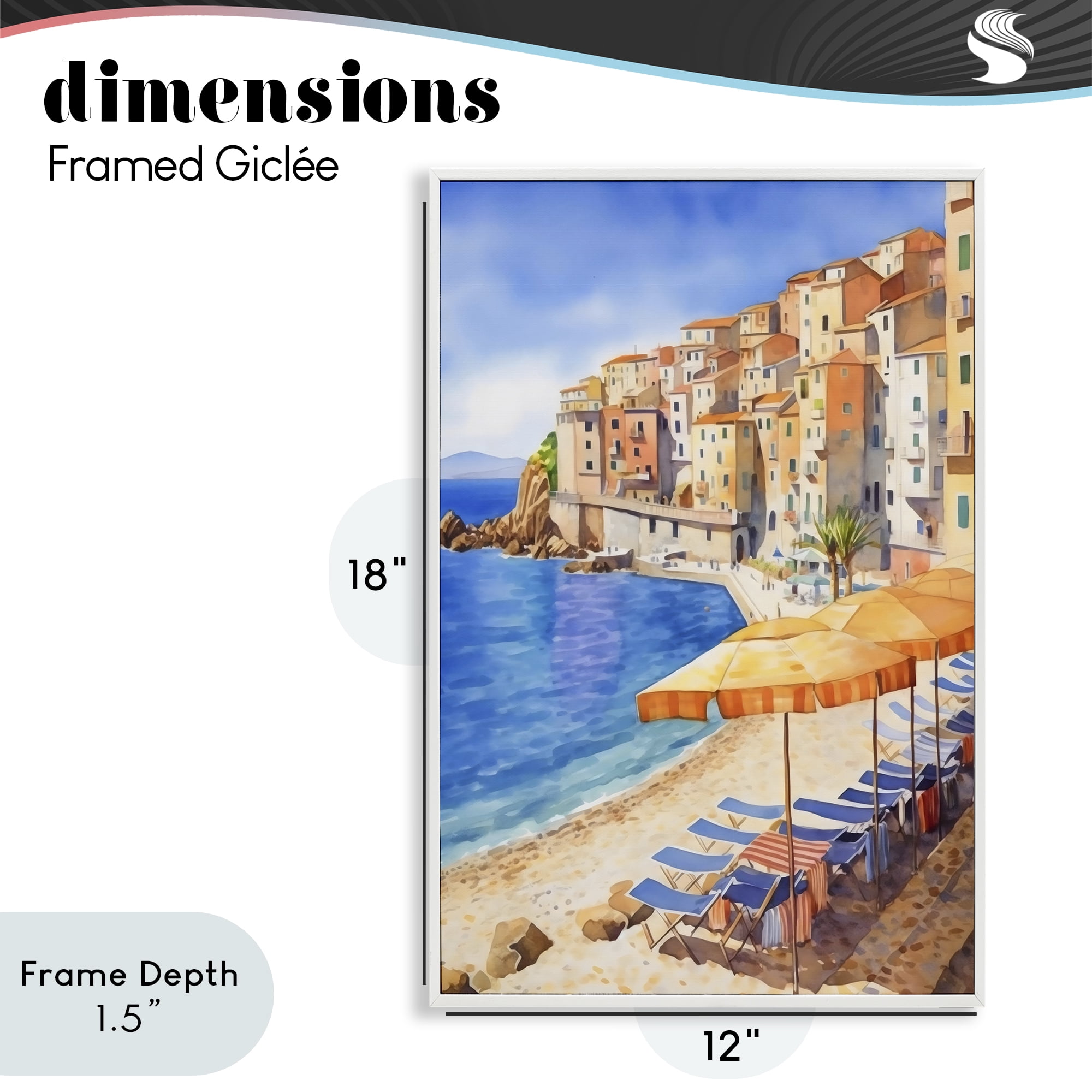 Stupell Industries Beach Lounging on Mediterranean Shore White Framed Giclee Art, design by Creative Studio