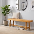 thumbnail image 2 of Gymax 63 Inch Solid Wood Bench Rustic Farmhouse Narrow Bench for up to 3 People, 2 of 10