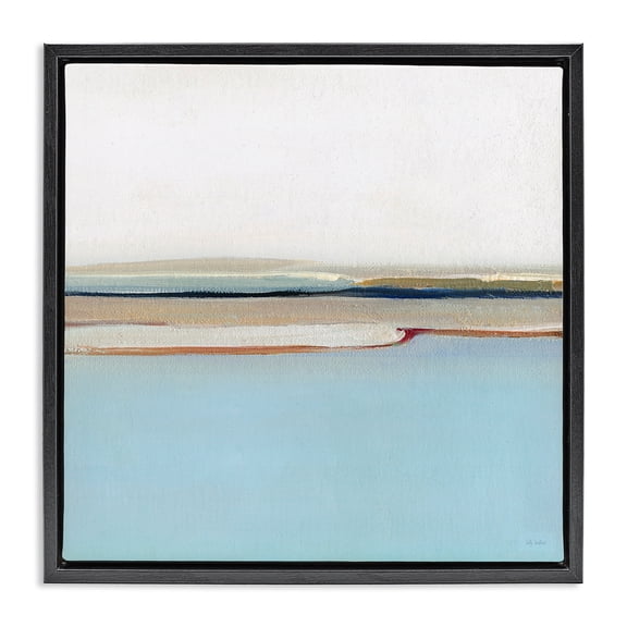 Stupell Industries Contemporary Serene Minimal Shoreline at Dawn Black Floating Frame Canvas Art, 18 x 18, by Sally Swatland