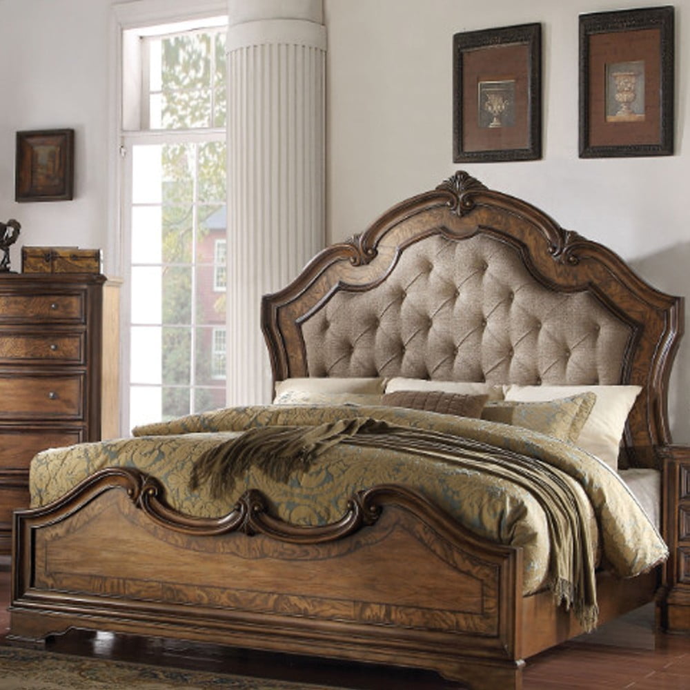 Luxurious Traditional Style Queen Bed With Button Tufted Headboard