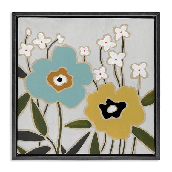 Stupell Industries Modern Modern Hued Blooms Black Floating Frame Canvas Art, 18 x 18, by Carol Robinson