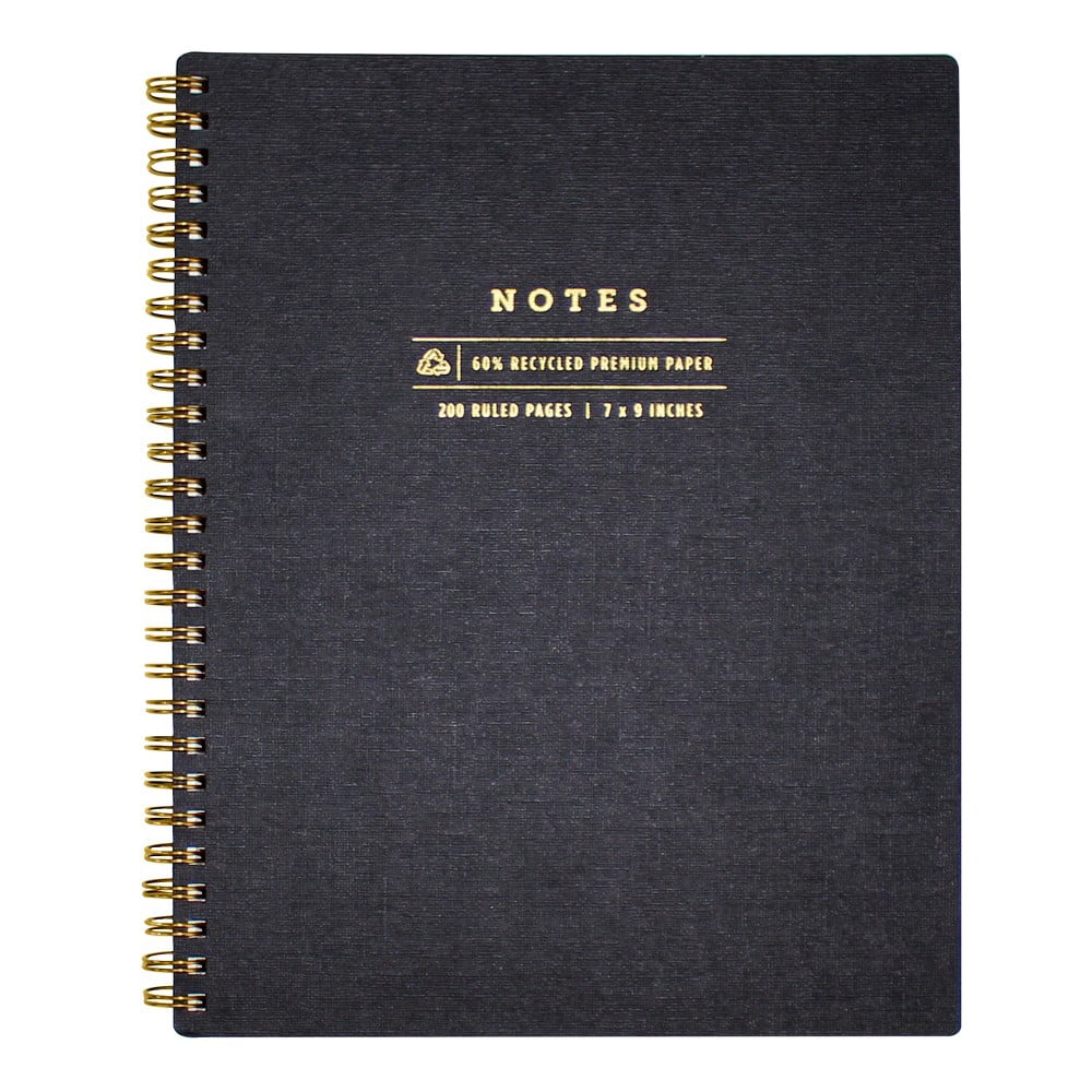Greenroom Lined Spiral Notes Journal Lined 7" x 9" Hardcover  200 Sheets (Navy Blue)