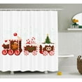 thumbnail image 1 of Christmas Shower Curtain Set, Train made of Gingerbread Cream and Candy Cartoon Toys Snowflakes Gifts Presents, Bathroom Decor, White Brown Red, by Ambesonne, 1 of 1