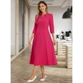 thumbnail image 2 of DARING DIVA Work Office Elegant 3/4 Sleeve V Neck A-Line Dress M Hot Pink, 2 of 6