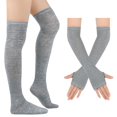 thumbnail image 2 of Striped Thigh High Socks and Fingerless Arm Warmers Set for Women, Halloween Cosplay and Holiday Party Costume Accessories, Over Knee High Stockings with Matching Gloves, 2 of 6
