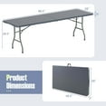 thumbnail image 3 of Costway Table Pliante Portable de 8 Pi avec Plateau en HDPE, Mécanisme de Verrouillage Sécuritaire, Poignée de Transport, Gris, 3 of 10