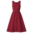 thumbnail image 4 of cocolona Womens Summer Linen Sleeveless Tank Dress Button V Neck Flowy Long Maxi Dress Casual Solid Color Vacation Beach Sundress, 4 of 7
