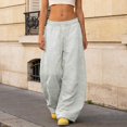 thumbnail image 4 of Womens Trousers Barrel Sweatpants Casual Baggy Elastic Waisted Wide Leg Comfy With Pockets Summer Casual Fashion Pants For Women, 4 of 6