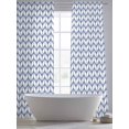 thumbnail image 6 of Boho Blue Semi Sheer Curtains 84 Inch Length 2 Panels Set, White Chevron Stripes Abstract Geometric Sheer Kitchen Curtain Privacy Voile Window Curtain for Living Room Bedroom Rod Pocket Drapes, 6 of 7