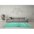 thumbnail image 3 of Ahgly Company Machine Washable Indoor Rectangle Abstract Turquoise Blue Contemporary Area Rugs, 2' x 4', 3 of 4